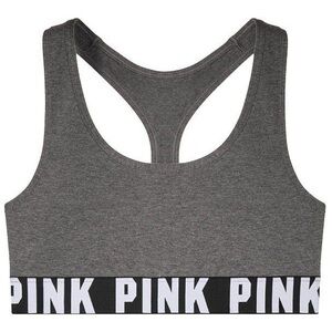 PINK Victoria's Secret Charcoal Racerback Sports Bra